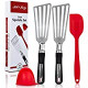 Flexible Thin Blade for Flipping, Frying & Grilling - 2 Metal Spatulas & Bonus Silicon Oven Mitt