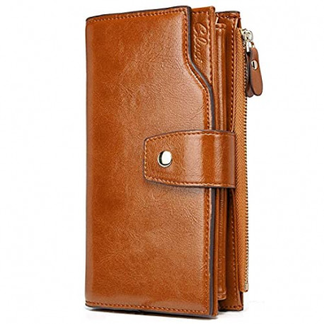 Oil Wax Leather Wallets for Women Large