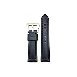 22mm Black Leather Watch Band Compatible