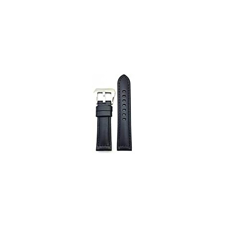 22mm Black Leather Watch Band Compatible