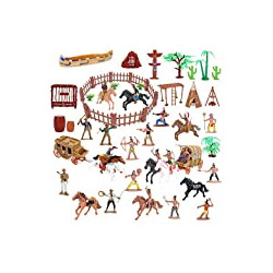 Wild West Cowboys and Indians Plastic Figures Play Set