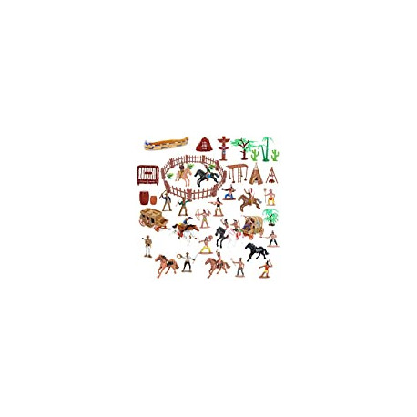 Wild West Cowboys and Indians Plastic Figures Play Set