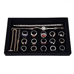 Black Velvet Stackable Jewelry Trays Organizer