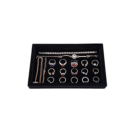 Black Velvet Stackable Jewelry Trays Organizer