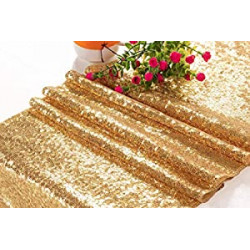 Sequin Table Runner Golden 13x108 inches Wedding Party