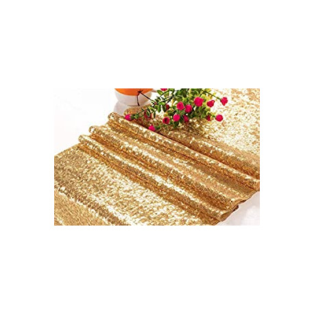 Sequin Table Runner Golden 13x108 inches Wedding Party