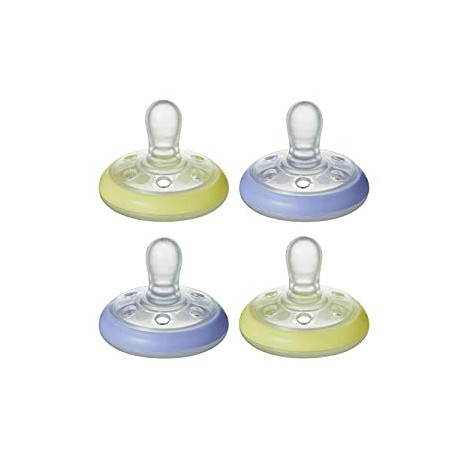 BPA-Free Binkies, 6-18m, 4-Count, Blue/Yellow