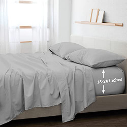 Bed Sheet Set Super Soft Microfiber 1800 Thread Count Luxury Egyptian Sheets Fit 18"-24"