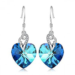 Sterling Silver Love Heart Dangle Drop Earrings