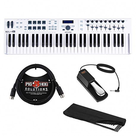 KeyLab Essential 61 Universal MIDI Controller and Software with 6ft MIDI Cable, Sustain Pedal & Keyboard Dust Cover (Medium)