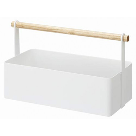 Pack 2 of  Home Tool Box Storage Basket-Wood Handle Organizer, Large, White