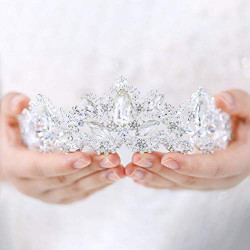 Nicute Wedding Bridal Crown Silver Bride Rhinestone
