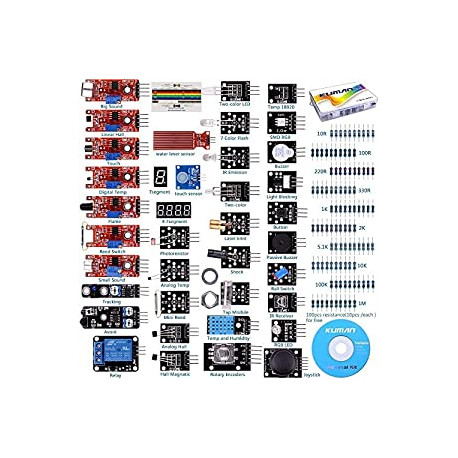 Compatible For Arduino Raspberry pi Sensor kit, 37 in 1 Robot Projects Starter Kits