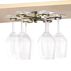Metal Glass Hanger Drying Rack With 6 Hooks for Home and Bar Storage (Bronze)