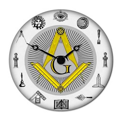 Masonic Wall Clock - [White][13 1/4'' Diameter]