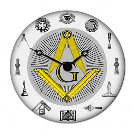 Masonic Wall Clock - [White][13 1/4'' Diameter]