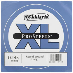D'Addario PSB145 ProSteels Bass Guitar Single String, Long Scale