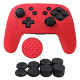 Silicone Cover Skin Case for Switch Pro Controller x 1(red) with Pro Thumb Grips x 8