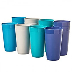 Pack 2 of 20-ounce Unbreakable Plastic Tumblers | set of 12 in 4 Coastal Colors