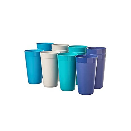 Pack 2 of 20-ounce Unbreakable Plastic Tumblers | set of 12 in 4 Coastal Colors