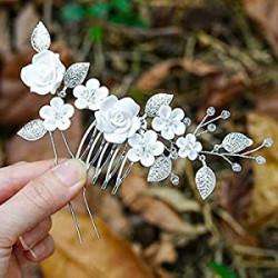 Hair Accessorise Leaf Hair Piece for Women HC-24 Set of 2PCS (Silver)
