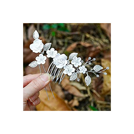 Hair Accessorise Leaf Hair Piece for Women HC-24 Set of 2PCS (Silver)