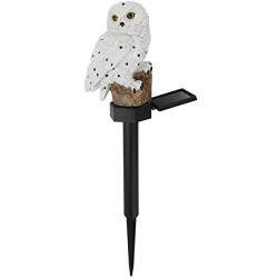Weather Resistant Outdoor LED Solar Owl Light, Garden Stake | White