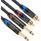Dual 1/4 inch TS to Dual RCA Stereo Interconnect Cable - 10ft