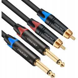 Dual 1/4 inch TS to Dual RCA Stereo Interconnect Cable - 10ft