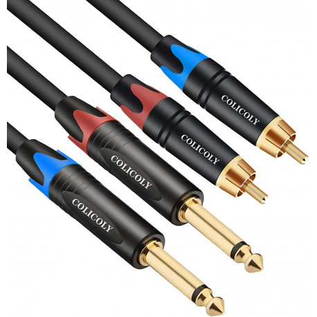 Dual 1/4 inch TS to Dual RCA Stereo Interconnect Cable - 10ft