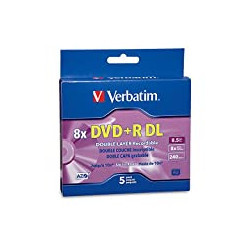 Verbatim DVD+R DL 8.5GB 8X AZO with Branded Surface - 5pk