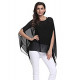 Women's Baggy Solid Sheer Chiffon Caftan Poncho