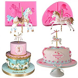 2Pcs/Set Carousel Horse Silicone Cake Fondant Molds