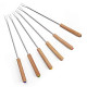 Set of 6 Stainless Steel Fondue Forks Wood Handle Heat Resistant 9.5 Inches