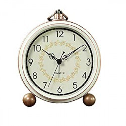 Alarm Clock, Retro Non-Ticking Table Clock Battery Operated Small Alarm Clock with Quartz Analog