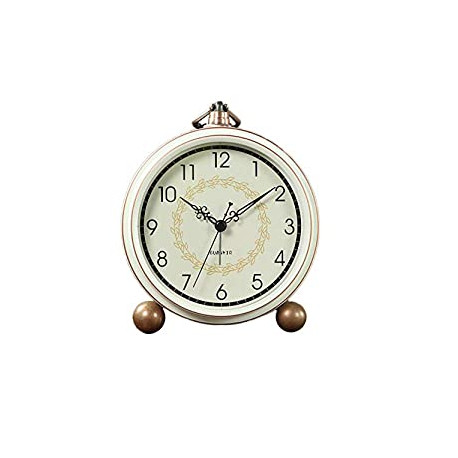 Alarm Clock, Retro Non-Ticking Table Clock Battery Operated Small Alarm Clock with Quartz Analog