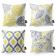 Set of 4 New Living Series Yellow and Grey Decorative Throw Pillow Case Cushion Cover 18 x 18 inches 45 x 45 cm