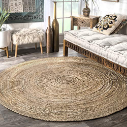 Rigo Hand Woven Farmhouse Jute Area Rug, 4' Round, Natural