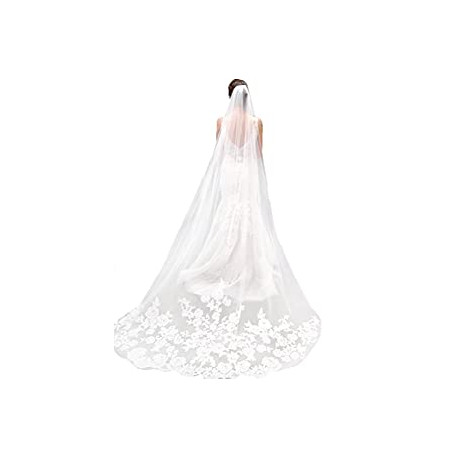 118' Long Cathedral Length Bridal Tulle With Combs and Lace Edge