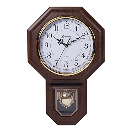 Pendulum Wall Clock for Home and Office, Westminster Chime, 17.5" x 11.25", Walnut