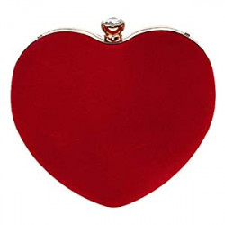 Women Ladies Heart Shape Handbag Clutch Suede Party