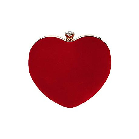 Women Ladies Heart Shape Handbag Clutch Suede Party