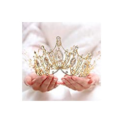 Gold Baroque Crowns and Tiaras Costume Rhinestones