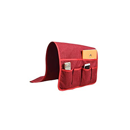 Couch Sofa Chair Armrest Caddy Organizer with 6 Pockets Faux Linen