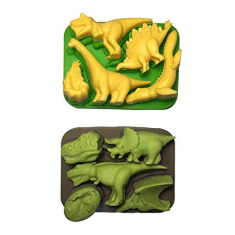 Dinosaur Ice Trays Chocolate Molds and Food Grade Pure Silicone Set of 2 Molds