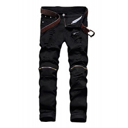 Men's Slim Fit Pencil Pants Vintage Zipper