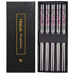 Reusable Non-slip Design Chop Sticks, 5 Pairs Gift Set,Plum