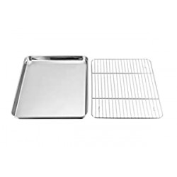 CHEF Toaster Oven Tray with Broiler Rack, Rectangle 12.5’’x9.7’’x1’’