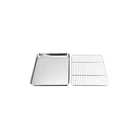 CHEF Toaster Oven Tray with Broiler Rack, Rectangle 12.5’’x9.7’’x1’’