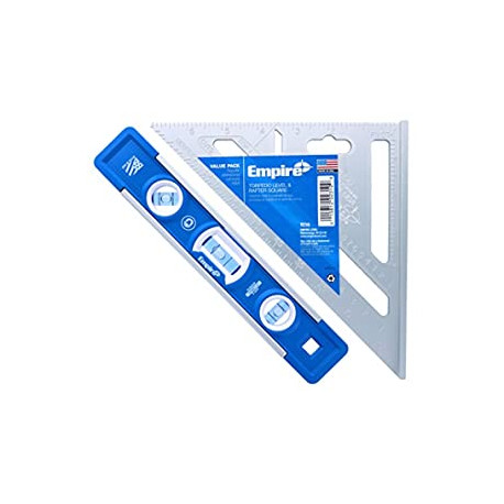 9-Inch Heavy Duty Magnetic Aluminum Torpedo Level and 2990 Magnum Fat Boy 7-Inch Aluminum Rafter Square Combo Kit